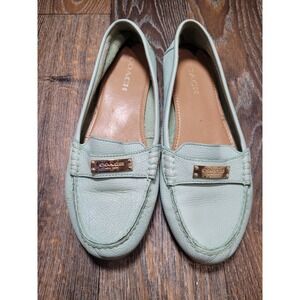 Coach Fredrica Mint Green Pebbled Leather Driving Loafers Shoes A5175 Mens 9.5 B